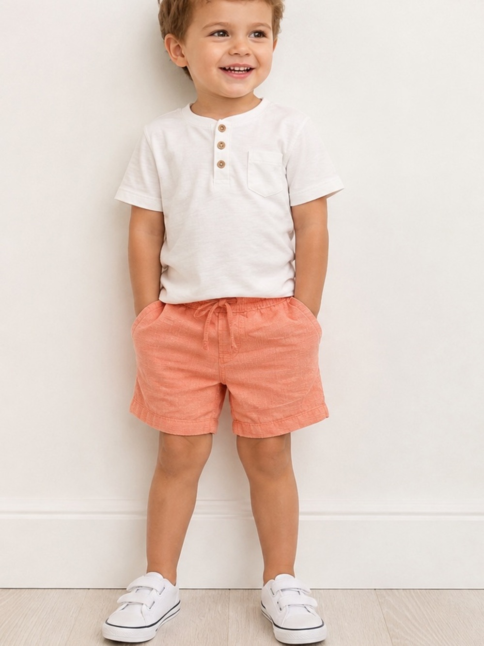 Old Navy Boys 2T Coral Salmon Drawstring Shorts